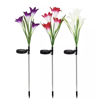 Solcelle lampe med liljer på spyd